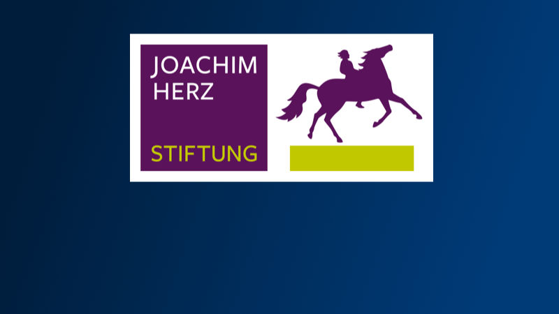 Logo of the Joachim Herz Stiftung showing a person riding on a horse
